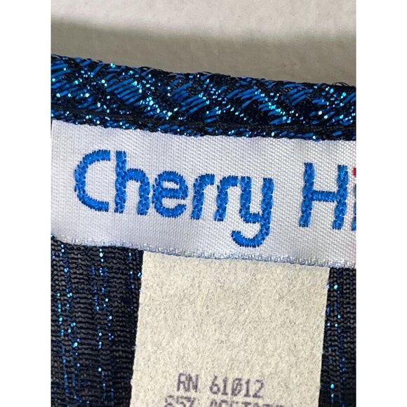 Cherry Hill Top Women M Blue Metallic Retro Glam Vegas Sheer Artsy Concert 80s - Picture 2 of 12